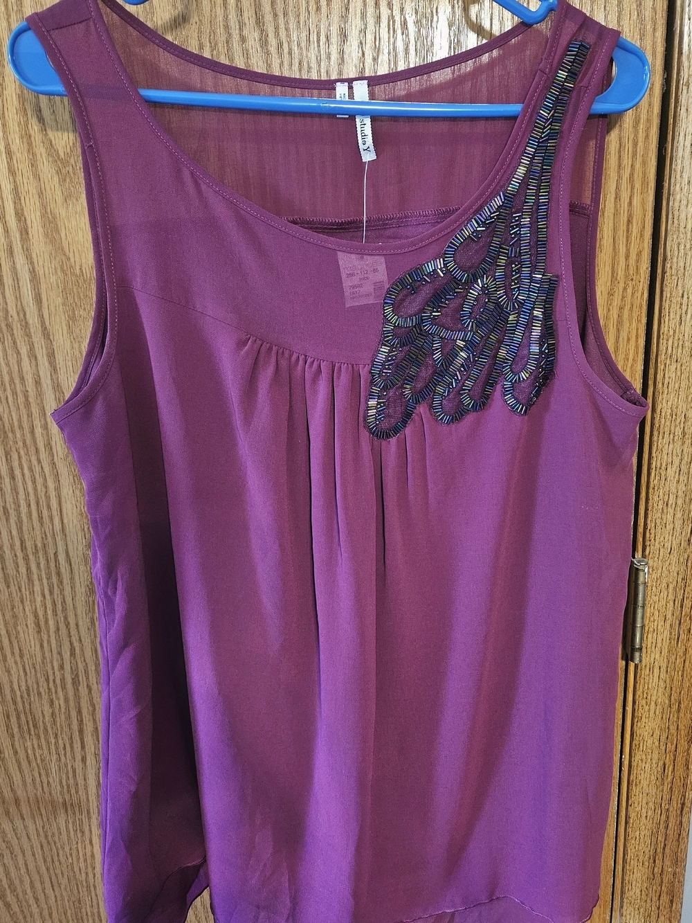 Studio Y Plum Beaded Scoop Neck Tank